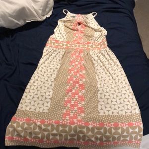 Brown,pink and white dress